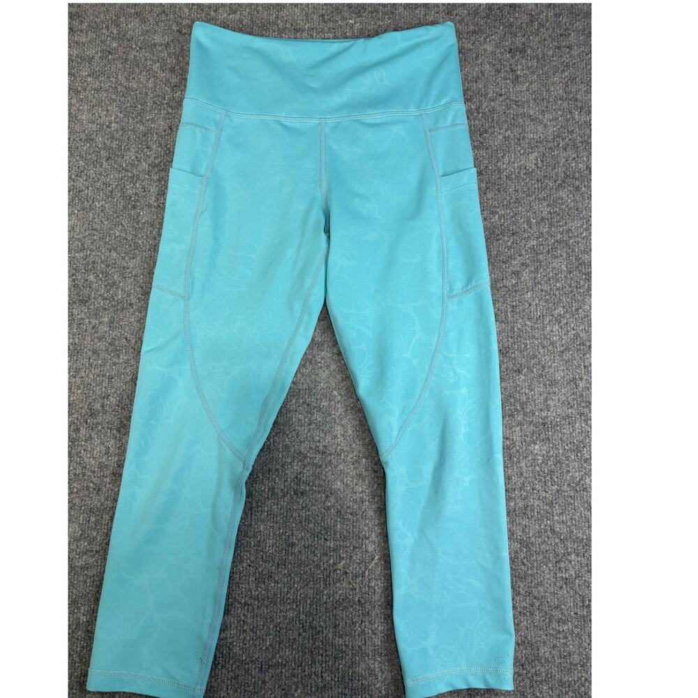 Zyia Workout Athletic Active Leggings Teal Floral Pattern Size 4